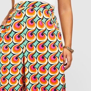 Retro Geo printed Wide leg pants and 💕🧡💚